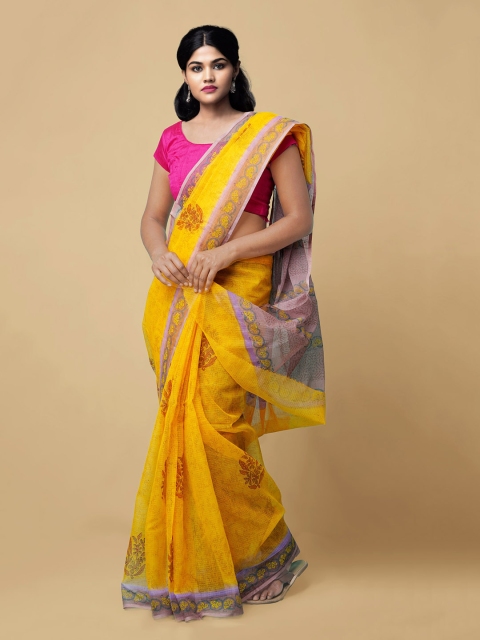 

Unnati Silks Yellow Pure Cotton Printed Kota Saree
