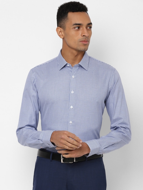 

SIMON CARTER LONDON Men Blue & White Regular Fit Checked Formal Shirt