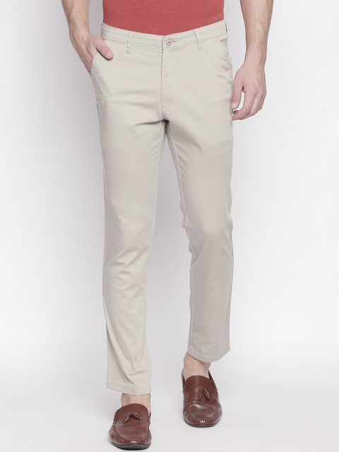 

Solemio Men Beige Slim Fit Solid Chinos