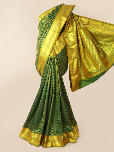

Pothys Green Pure Silk Woven Design Kanjeevaram Saree