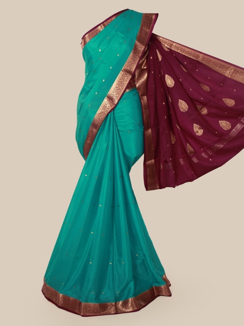 

Pothys Blue Pure Silk Solid Mysore Silk Saree