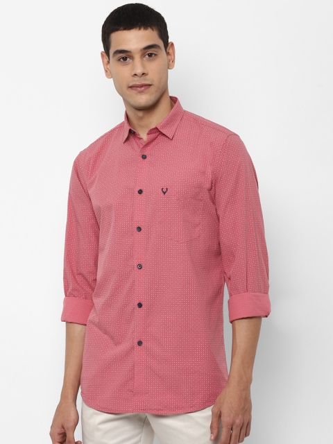 

Allen Solly Men Pink & White Slim Fit Solid Pure Cotton Casual Shirt
