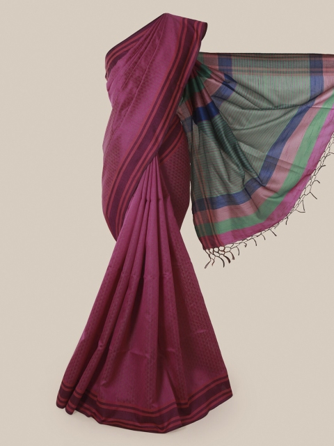 

Pothys Magenta & Blue Jute Silk Woven Design Saree