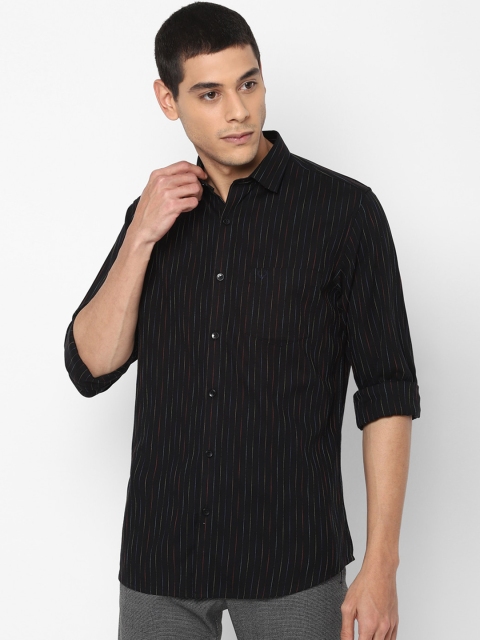 

Allen Solly Men Black Slim Fit Striped Cotton Casual Shirt