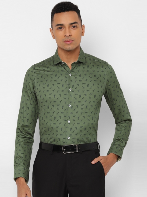 

SIMON CARTER LONDON Men Green & Black Slim Fit Printed Formal Shirt