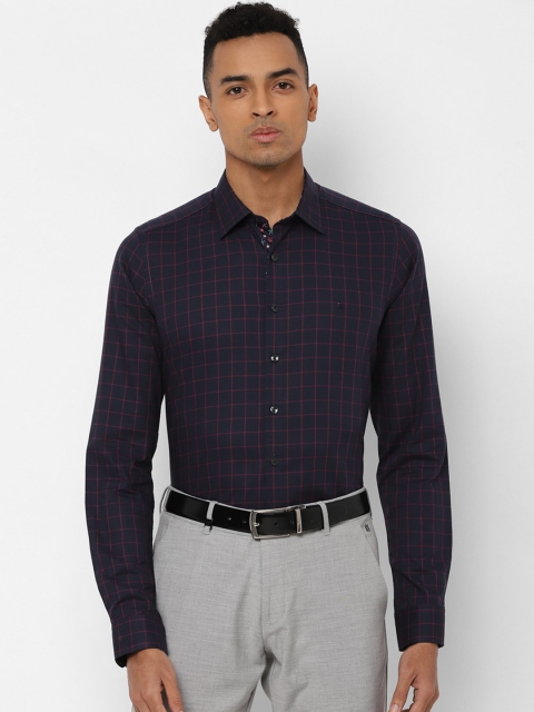 

SIMON CARTER LONDON Men Navy Blue & Red Slim Fit Checked Formal Shirt