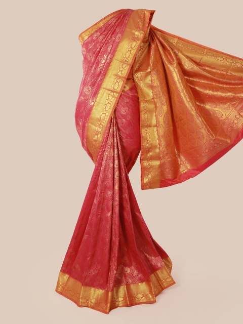 

Pothys Pink & Gold Pure Silk Woven Design Kanjeevaram Saree
