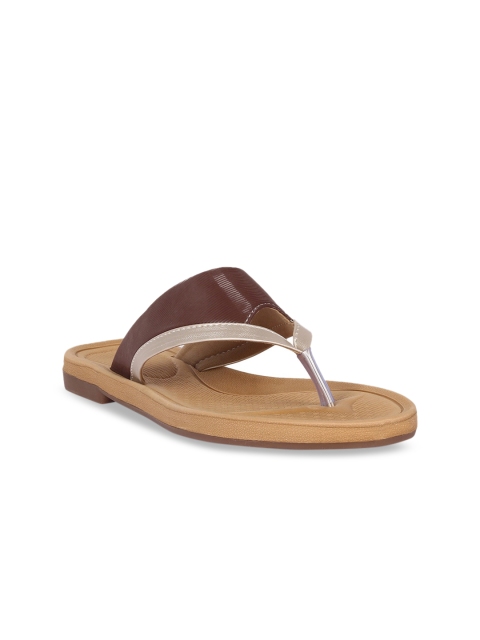 

Bella Toes Women Brown Colourblocked PU T-Strap Flats