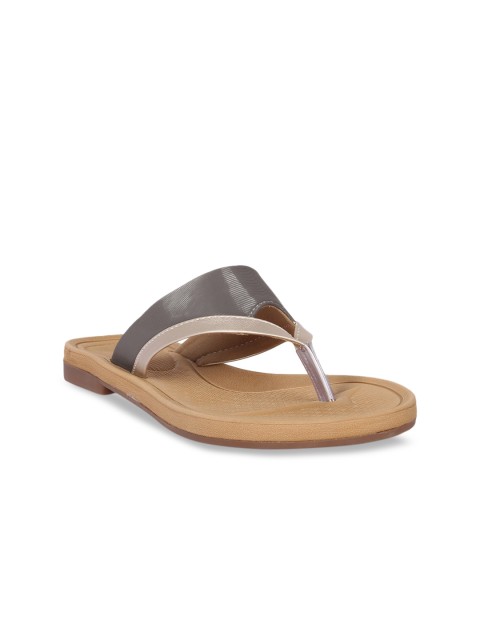 

Bella Toes Women Grey Colourblocked PU T-Strap Flats