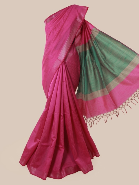 

Pothys Magenta Solid Jute Silk Saree
