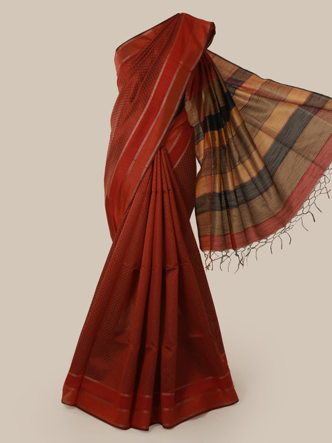 

Pothys Maroon & Black Jute Silk Woven Design Saree