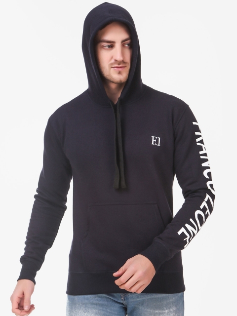 

Franco Leone Men Navy Blue Solid Hooded Sweatshirt