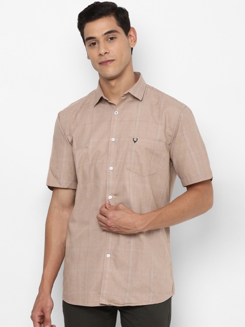 

Allen Solly Men Beige & White Slim Fit Checked Casual Shirt