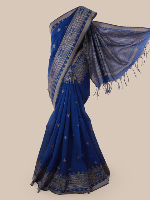 

Pothys Blue Woven Design Jute Silk Saree