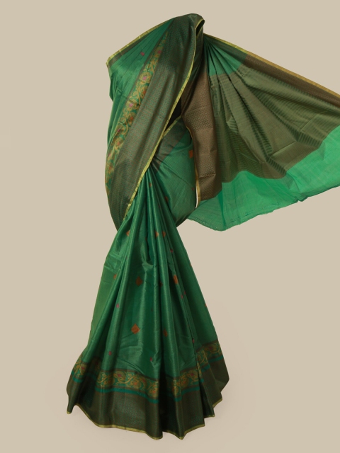 

Pothys Green Pure Silk Woven Design Tussar Saree