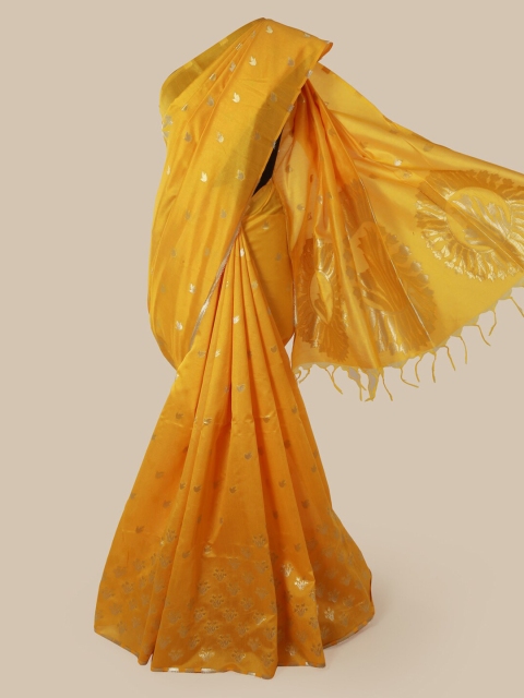 

Pothys Yellow Woven Design Jute Silk Saree