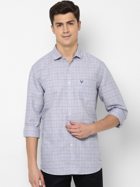 

Allen Solly Men Grey Slim Fit Checked Casual Shirt