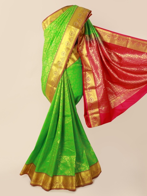 Pothys Green & Pink Pure Silk Woven Design Kanjeevaram Saree