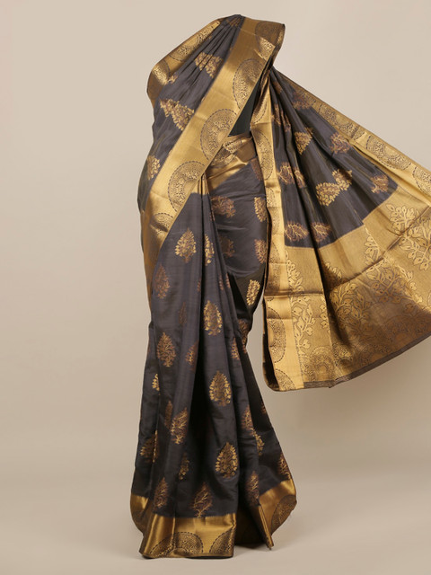 

Pothys Grey Printed Jute Silk Saree