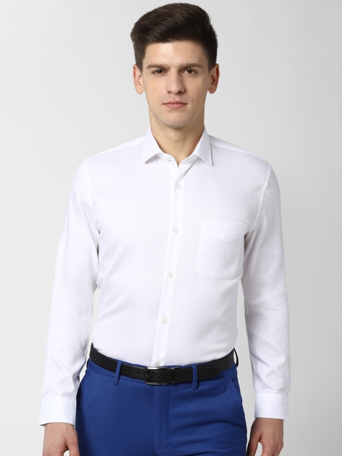 

Peter England Elite Men White Slim Fit Solid Cotton Formal Shirt