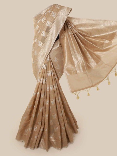 

Pothys Cream-Coloured Woven Design Organza Saree