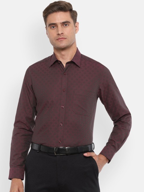 

Louis Philippe Men Brown Slim Fit Self Design Formal Shirt