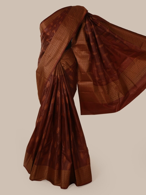 

Pothys Brown Pure Silk Printed Tussar Saree