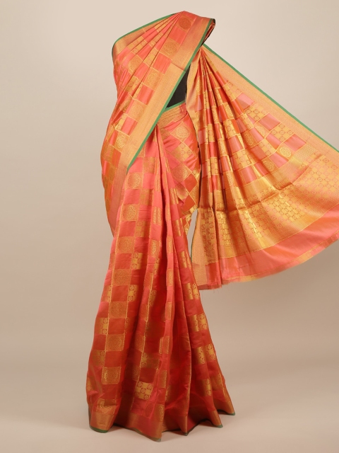 

Pothys Pink Checked Jute Silk Saree