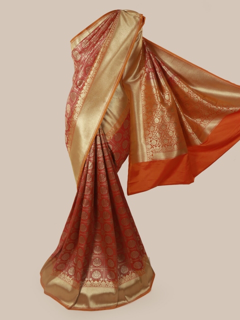 

Pothys Pink & Gold-Toned Pure Silk Woven Design Banarasi Saree