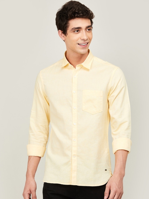 

CODE by Lifestyle Men Yellow Slim Fit Solid SMU ELIZAH Cotton Casual Shirt
