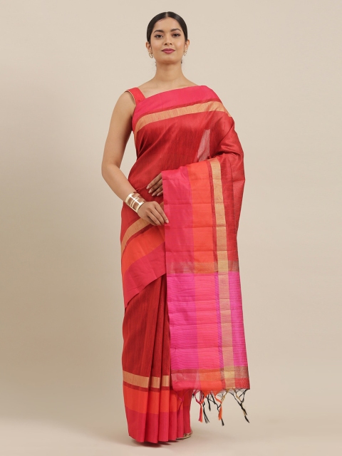 

The Chennai Silks Maroon Viscose Rayon Solid Banarasi Saree
