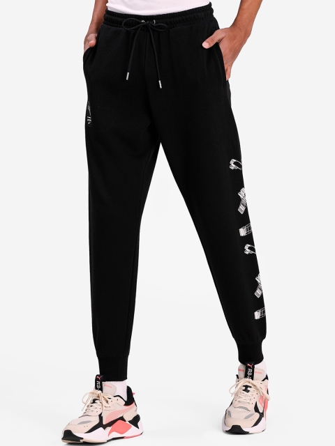 

Puma Men Black & White Printed Avenir Slim-Fit Joggers