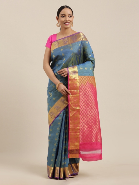 

The Chennai Silks Blue Pure Silk Woven Design Kanjeevaram Saree