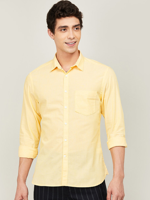 

CODE by Lifestyle Men Yellow Slim Fit Solid NORDY Cotton Casual Shirt