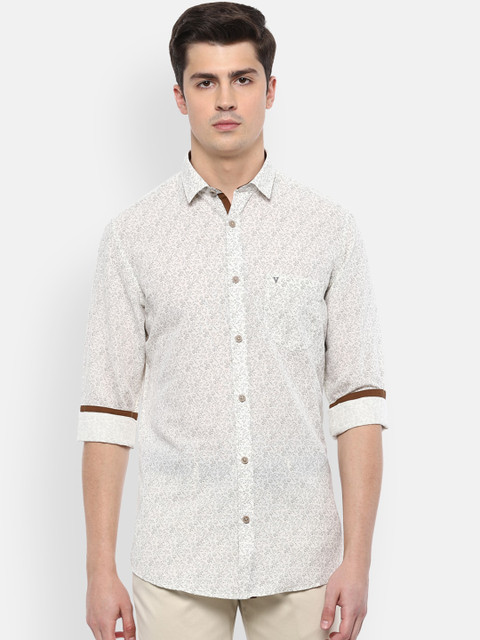

Van Heusen Sport Men Cream-Coloured Slim Fit Printed Floral Casual Shirt