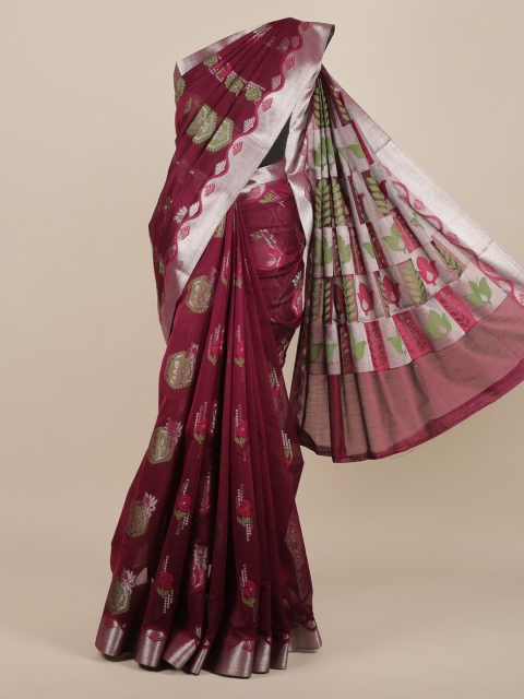 

Pothys Burgundy Woven Design Silk Cotton Saree