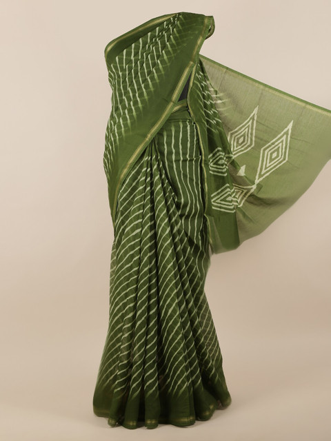 

Pothys Green Striped Jute Silk Saree