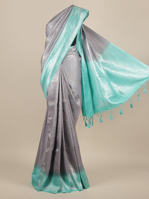 

Pothys Grey Woven Design Jute Silk Saree With Tasseled Pallu
