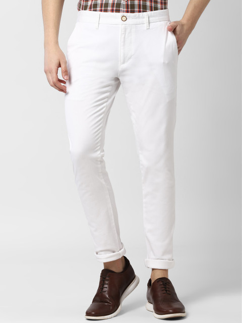 

Peter England Casuals Men White Skinny Fit Solid Regular Trousers