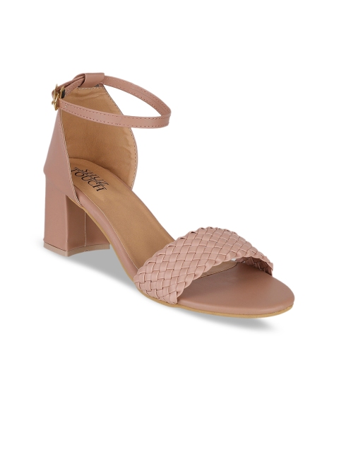 

SHUZ TOUCH Women Nude-Coloured Woven Design Sandals