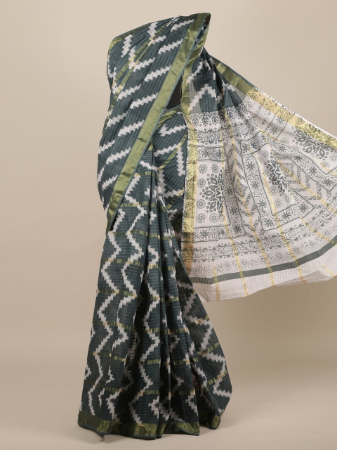 

Pothys Grey & White Pure Cotton Printed Saree
