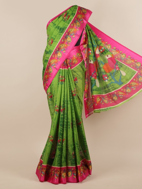 

Pothys Green Printed Jute Silk Saree