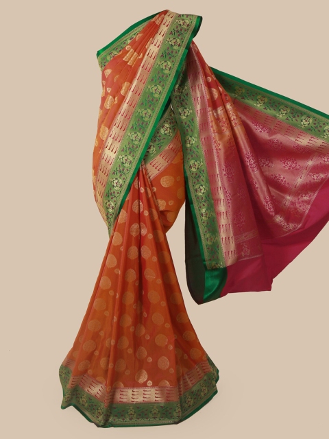 

Pothys Orange & Green Pure Silk Woven Design Banarasi Saree