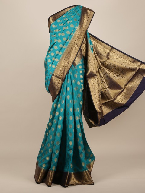 

Pothys Blue Woven Design Jute Silk Saree