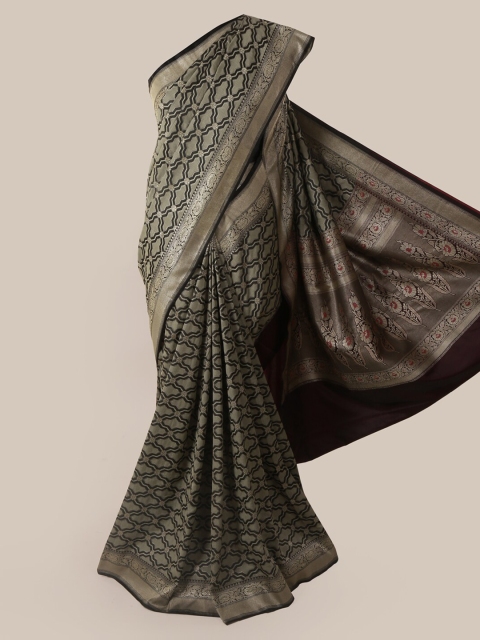 

Pothys Black Pure Silk Woven Design Banarasi Saree