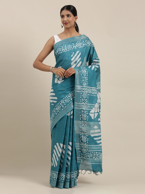 

The Chennai Silks Blue & Off-White Pure Cotton Printed Saree