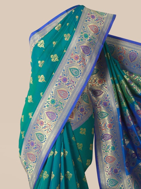 

Pothys Teal & Blue Pure Silk Woven Design Banarasi Saree