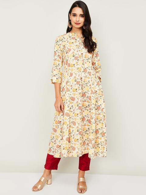 

Melange by Lifestyle Women Off White Floral Printed Sequins Kurta