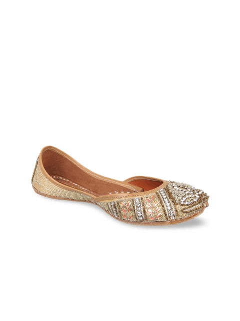 

Ta Chic Women Gold-Toned Embellished Fabric Mojaris