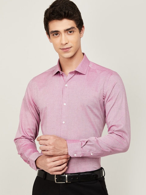 

CODE by Lifestyle Men Pink Slim Fit Self Design TONIC Cotton Formal Shirt
